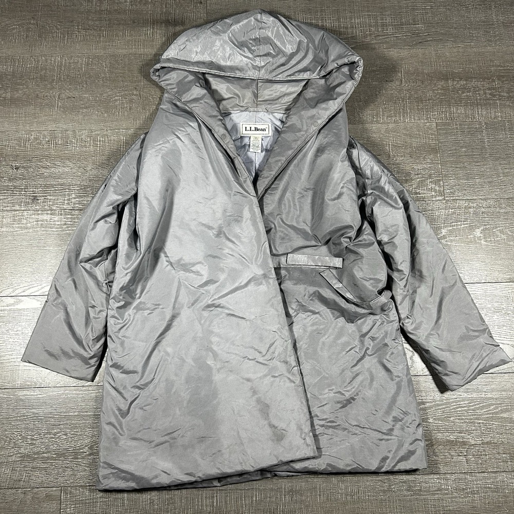 L.L. Bean Women's Gray Primaloft Parka Coat Size L Hooded Insulated Vintage